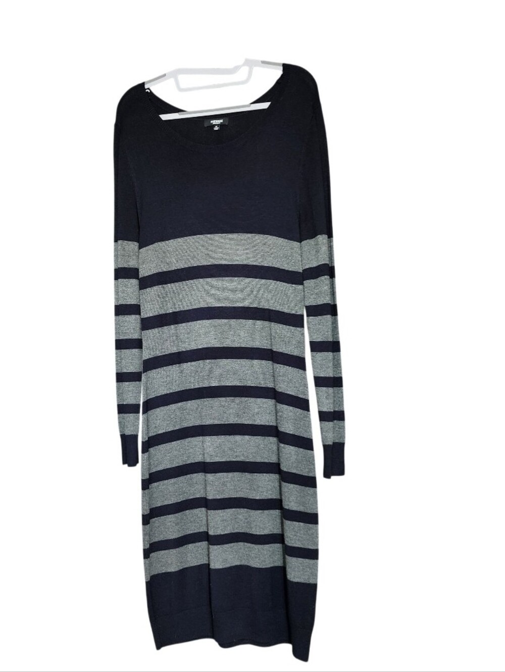 Premise Navy & Gray Striped Long Sleeve Dress